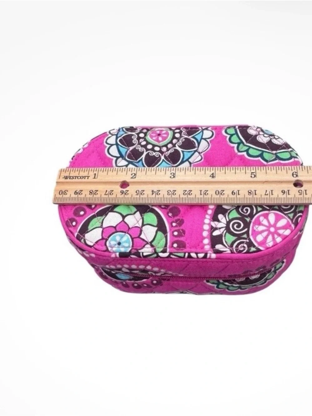 Vera Bradley Quilted Pink Zip Around Jewelry Travel Box Case